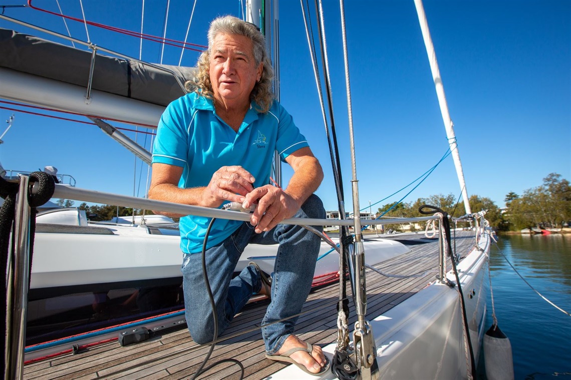 Boatie Steve Upton installing LED lights on his yacht for Float Your Boat 2023.jpg