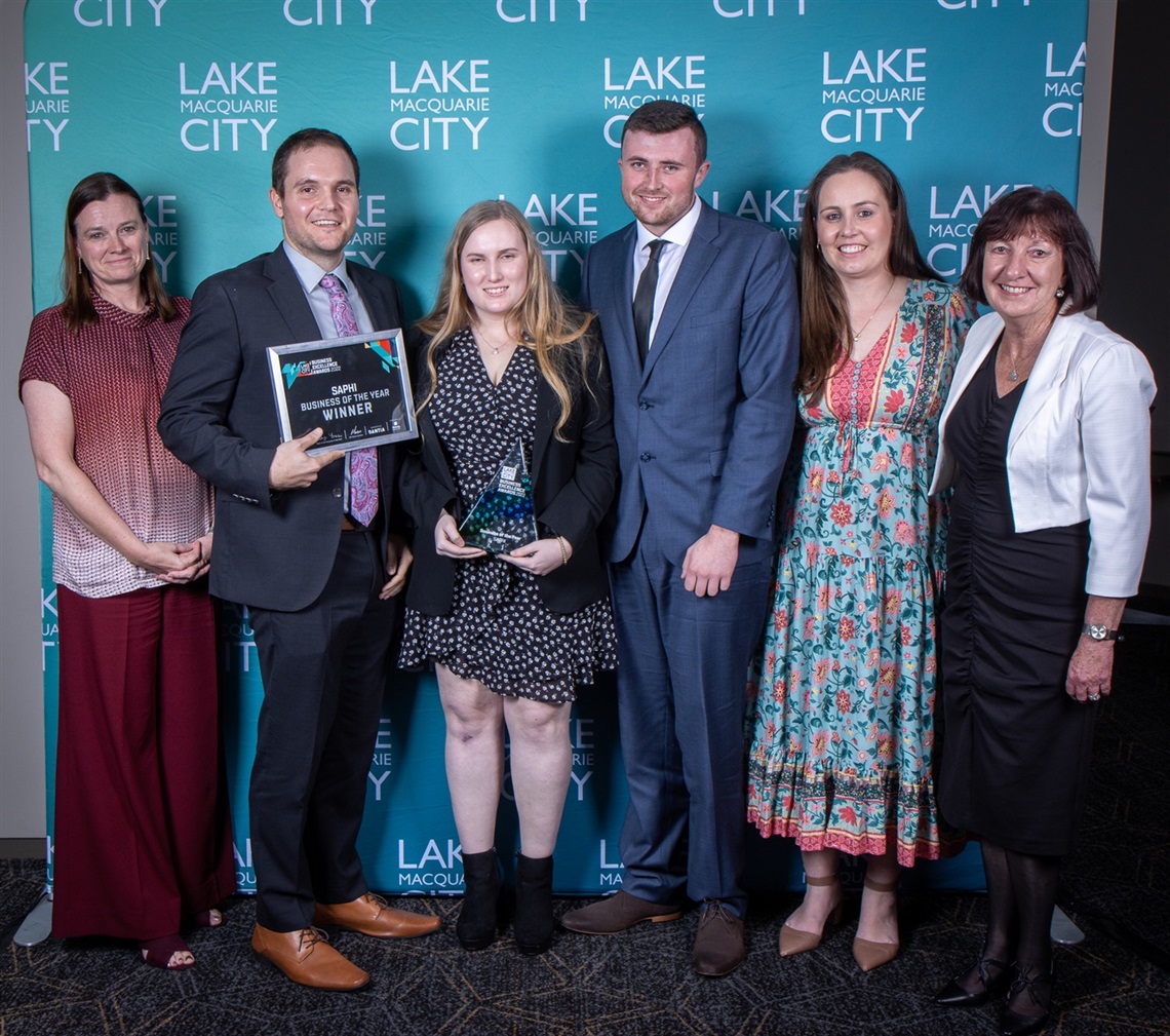 CEO Morven Cameron, Mayor Kay Fraser and winners from SAPHI on Friday night.jpg