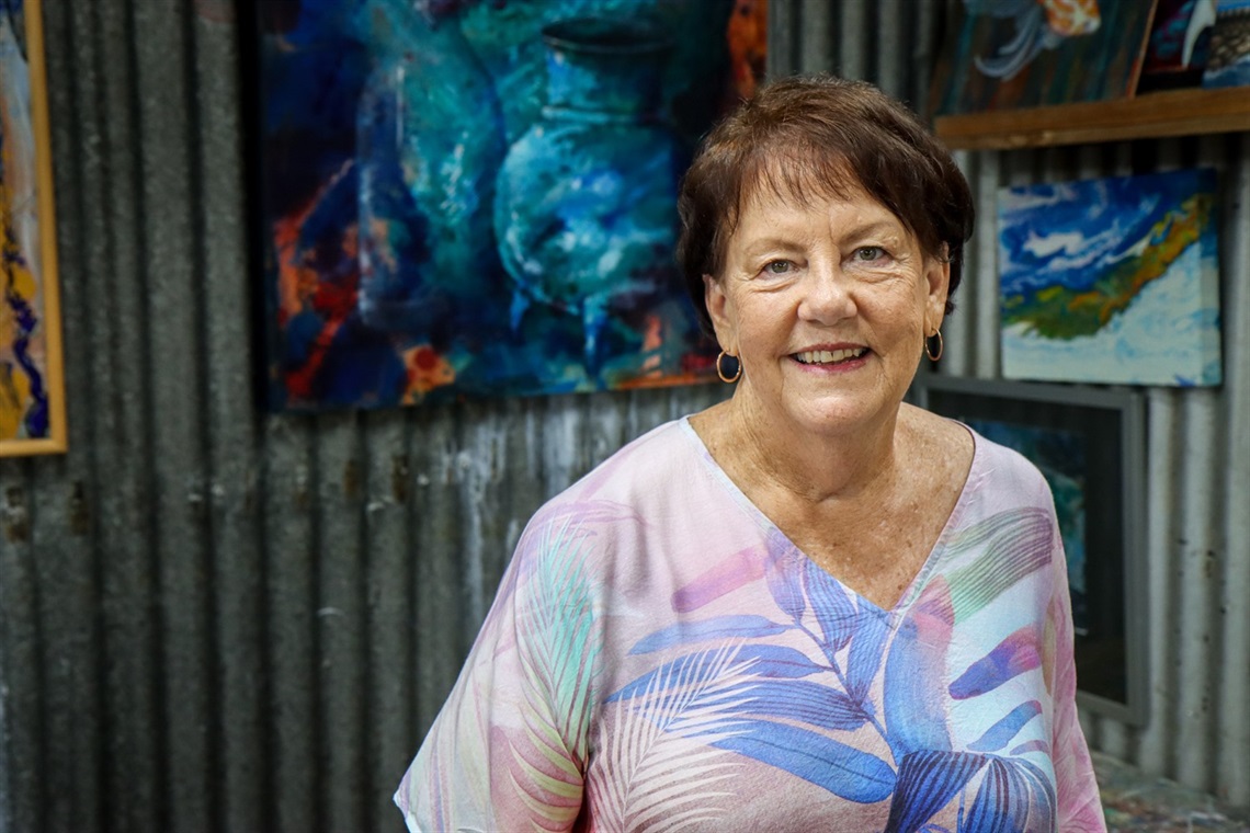 Lake Macquarie watercolour artist Jenny Elks at Tinkat Alley Art Studio for Open Studios.jpg