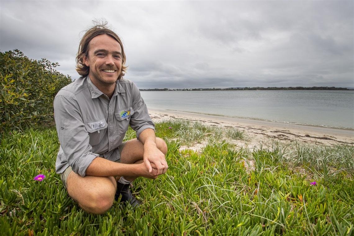 OzFish Program Manager Angus Fanning at Black Neds Bay, where the rehab project will take place.jpg