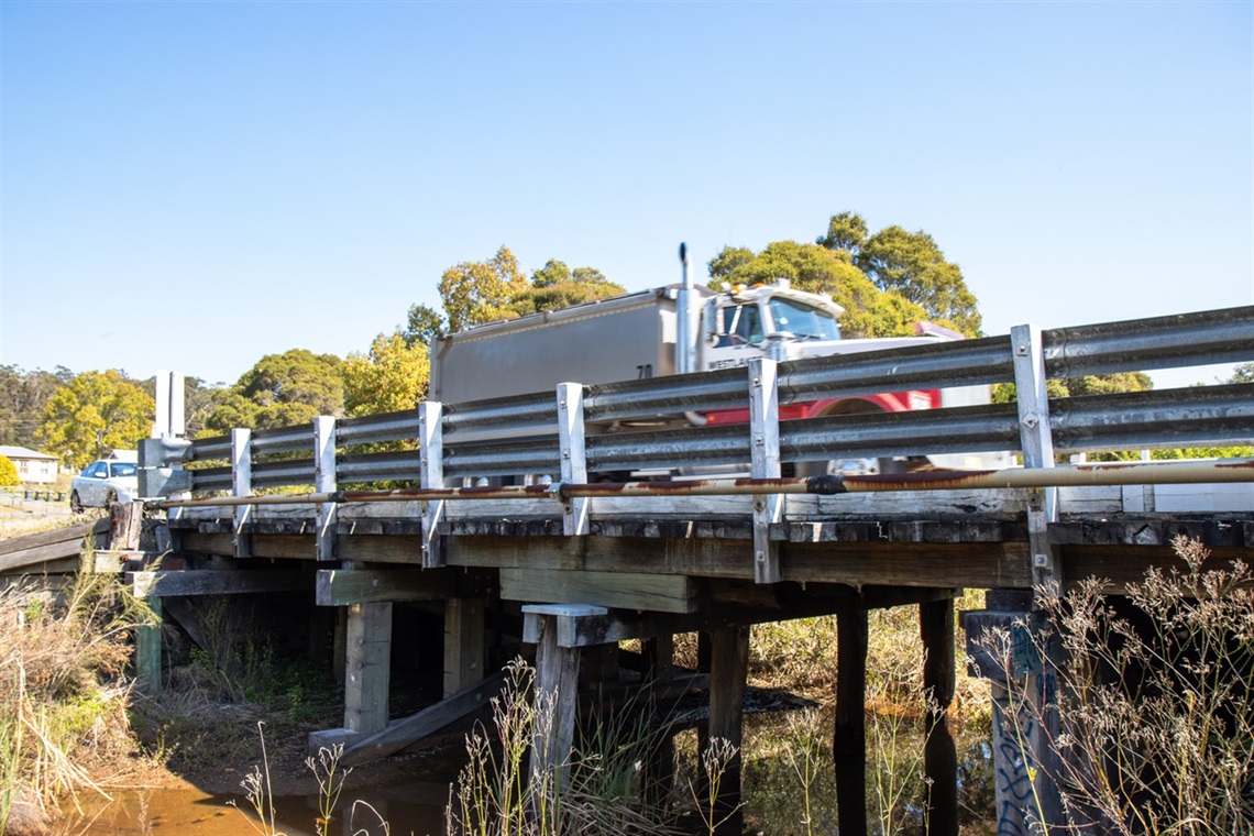 The bridge's timber pylons are ageing and due for replacement.jpg