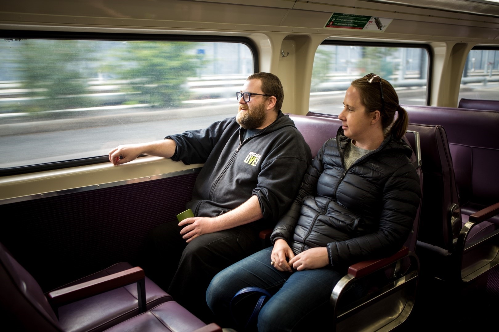 Dan and Eliza on route into work