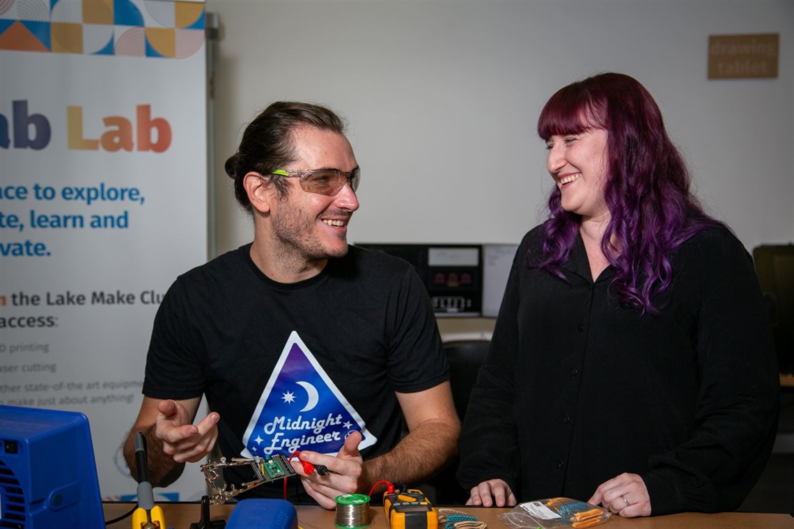 Fab Lab user Michael Ruppe and Fab Lab Lead Claire Chaikin-Bryan.jpg