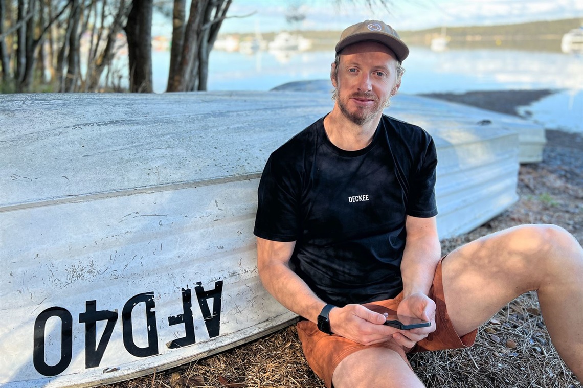 DECKEE founder Mike McKiernan at Lake Macquarie using the app.jpg